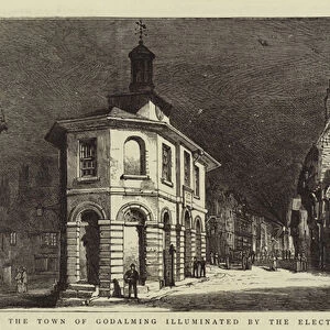 The Town of Godalming illuminated by the Electric Light (engraving)