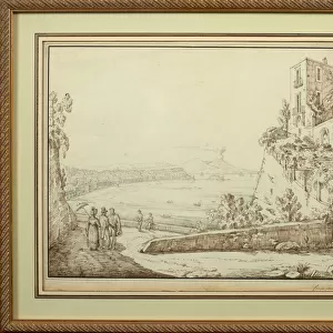 A View of Posillipo in Naples: A Souvenir of the Grand Tour, 1800-50 (pen and black ink on laid paper)