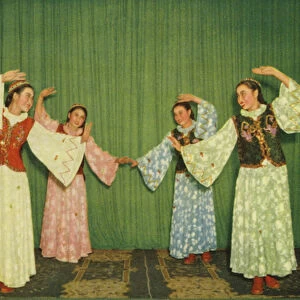 Welcoming Spring, dance presented at the Beijing review of workers amateur theatre companies, Peoples Republic of China, 1954 (colour photo)