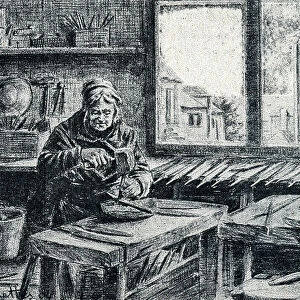 A worker making files Engraving from Pierre Calmette Private Collection
