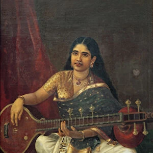 Young Woman with a Veena (oil on canvas)