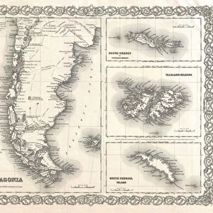 1855, Colton Map of Patagonia and the Falkland Islands. topography, cartography