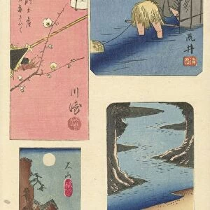 Four Harimaze Famous Places Leaf Four Cut-out Harimaze Prints
