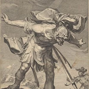 King Saul threw himself on his sword, William Isaacsz. van Swanenburg, Petrus Scriverius
