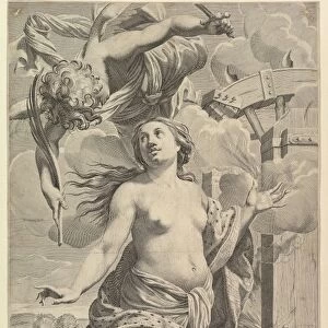 Martyrdom St Catherine 1625 Engraving sheet 17 1 / 2 x 11 1 / 4