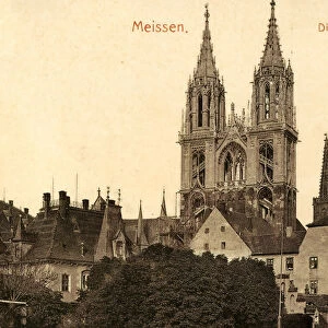 Meissen Cathedral 1908 MeiBen Die Westtürme des Doms