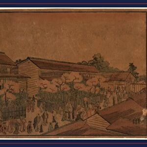 Ukie shin yoshiwara no zu, Perspective print of the new yoshiwara. Utagawa, Toyokuni
