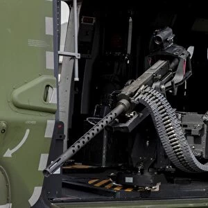 A 7, 62mm machine gun inside a Eurocopter NH90 of the Finnish Army