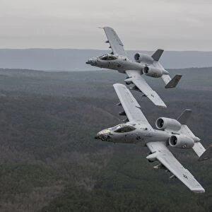 A-10 Thunderbolt IIs flying over Razorback Range, Arkansas