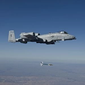 An A-10C Thunderbolt releases a GBU-12 laser guided bomb