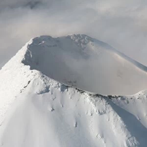 Aerial view of summit of Shishaldin Volcano, Unimak Island, Alaska