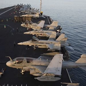 Aircraft parked on the flight deck of USS Dwight D. Eisenhower