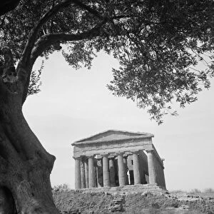 An ancient Greek temple in Agrigento, Sicily, 1943