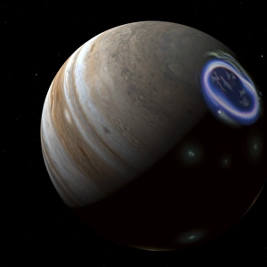 Artists concept of an aurora on Jupiters north pole