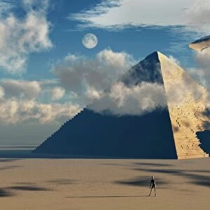 Artists concept illustrating how aliens helped to build ancient Egyptian monuments