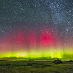Aurora borealis above Grasslands National Park in Saskatchewan, Canada