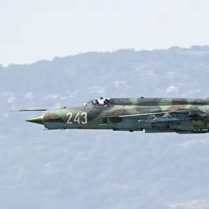 A Bulgarian Air Force MiG-21bis low flying over Bulgaria