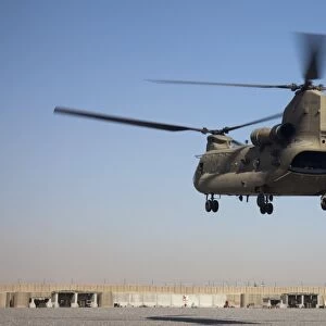A CH-47 Chinook helicopter prepare to land