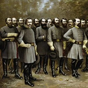 Civil War print of General Robert E. Lee and prominent Confederate Generals