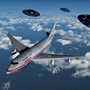 A commerical flight Boeing 747 being stalked by UFO s