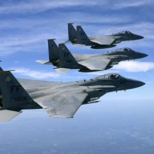 The F-15 Eagles final training mission over the the Atlantic Ocean