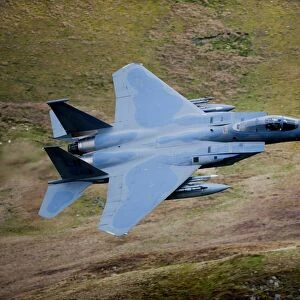F-15E Strike Eagle low flying over North Wales