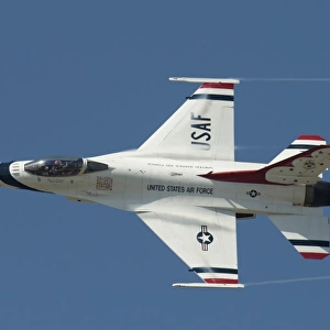 An F-16 of the U. S. Air Force Air Demonstration Squadron Thunderbirds