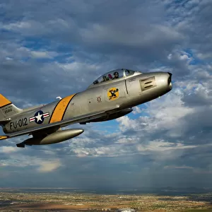 An F-86 Sabre jet in flight
