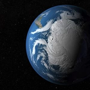 Ful Earth showing simulated clouds over Antarctica