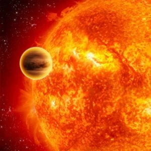 A gas-giant exoplanet transiting across the face of its star