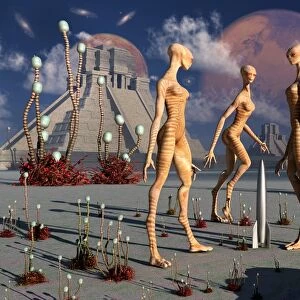 A group of alien reptoid beings find a small alien rocketship