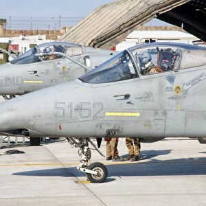 Italian Air Force AMX fighter aircraft are prepared for deployment