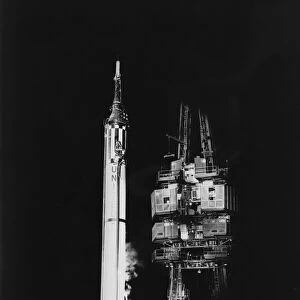 Mercury-Redstone 3 missile on launch pad, Cape Canaveral, Florida