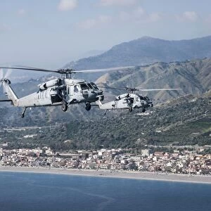 MH-60S Sea Hawk helicopters off the coast of Naples, Italy