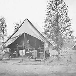 Officer in tent during American Civil War