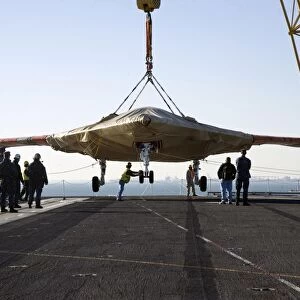The onload of the X-47B Unmanned Combat Air System