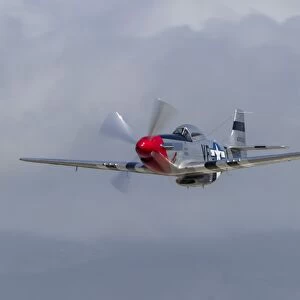 A P-51 Mustang flies by at Half Moon Bay, California
