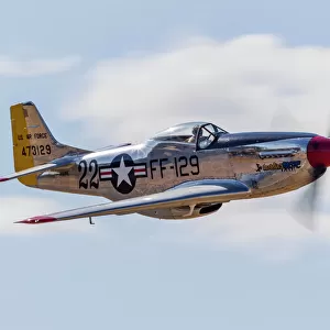 A P-51 Mustang flies by at Vacaville, California