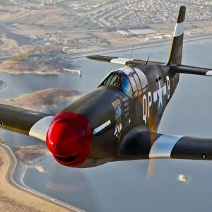 P-51B Mustang in flight over Chino, California
