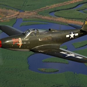 P-63 Kingcobra flying over Northern California