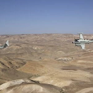 A pair of Israeli Air Force B-200 Tzofit in flight over Israel