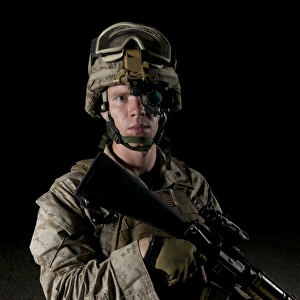 Portrait of a U. S. Marine wearing night vision device