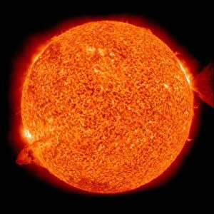 Two solar prominences erupt from the Sun