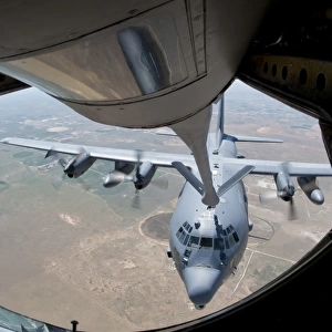 A U. S. Air Force AC-130W Stinger II receiving fuel