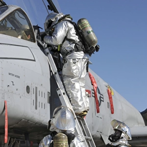 U. S. Air Force Airmen perform a rescue scenario