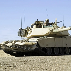 U. S. Marines provide security in a battle tank