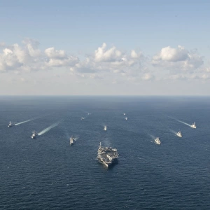 U. S. Navy and ROK Navy ships transit the waters surrounding the Korean Peninsula