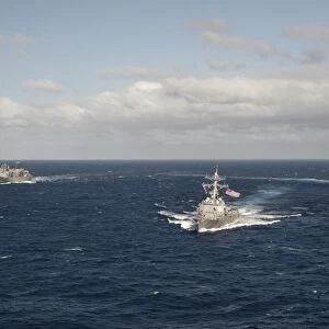 USNS Rainier and guided missile destroyers USS Stockdale and USS William P. Lawrence