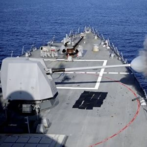 USS Halsey fires its MK-45 5-inch / 54-caliber lightweight gun