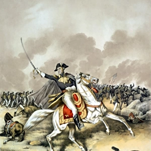 Vintage American history print of General Andrew Jackson on horseback